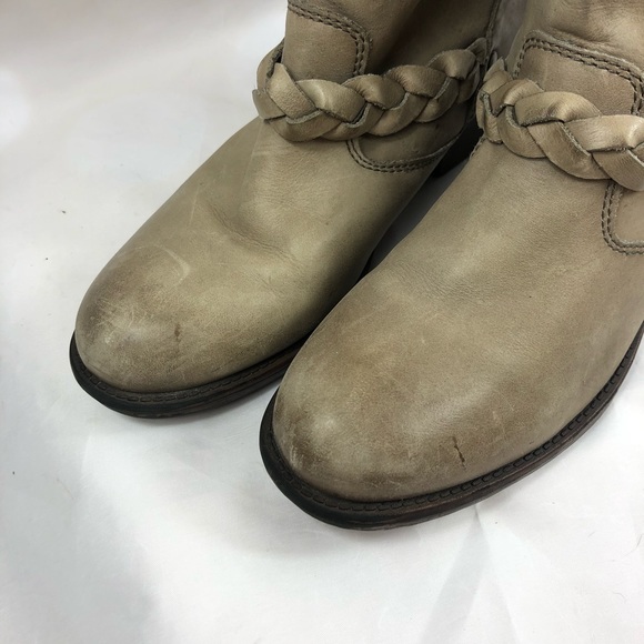 Report Bernsen moto booties boots beige leather 8 - Picture 3 of 10